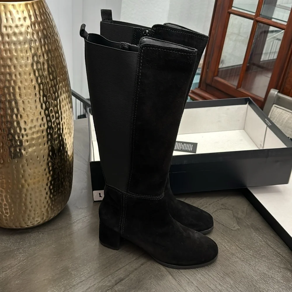 NATURALIZER Brent High Shaft Boots Women's Shoes In Black Suede